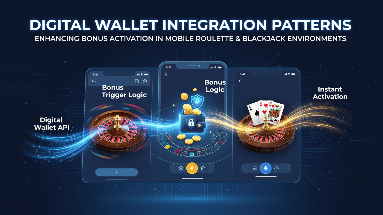 Mobile device showing digital wallet connected to roulette and blackjack game interfaces with bonus indicators