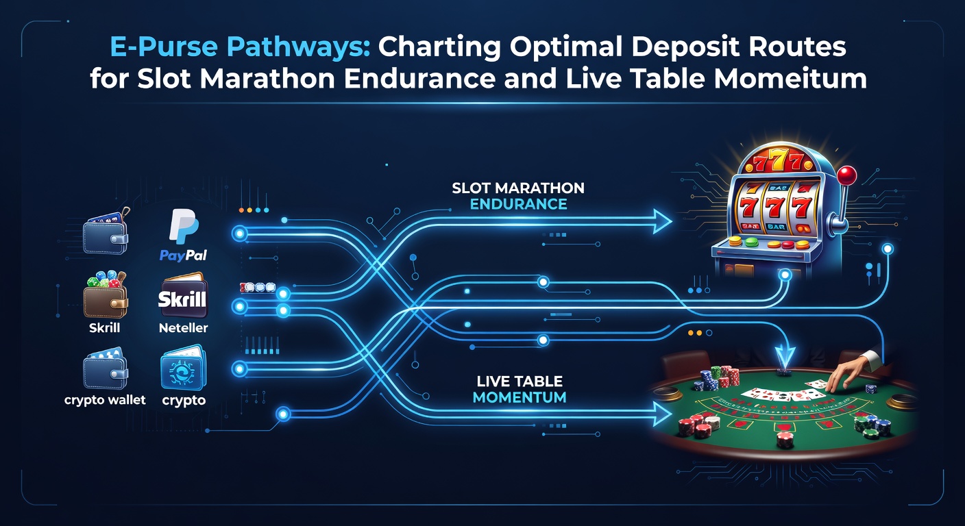 Digital wallet icons glowing on a casino app screen, illustrating fast e-purse deposit options amid spinning slots and live dealer tables