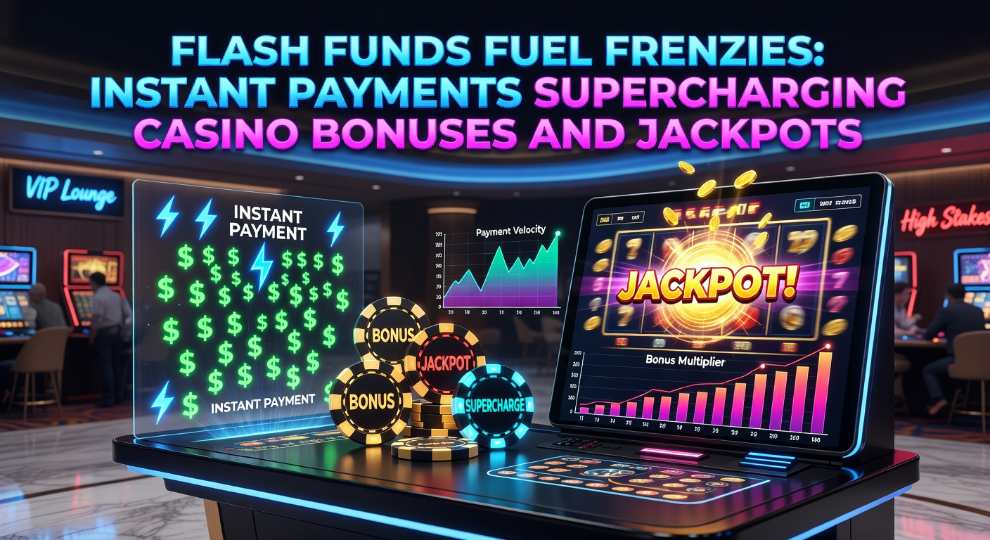 Dynamic graphic of exploding jackpots on slot reels intertwined with lightning-fast payment icons and bonus multipliers