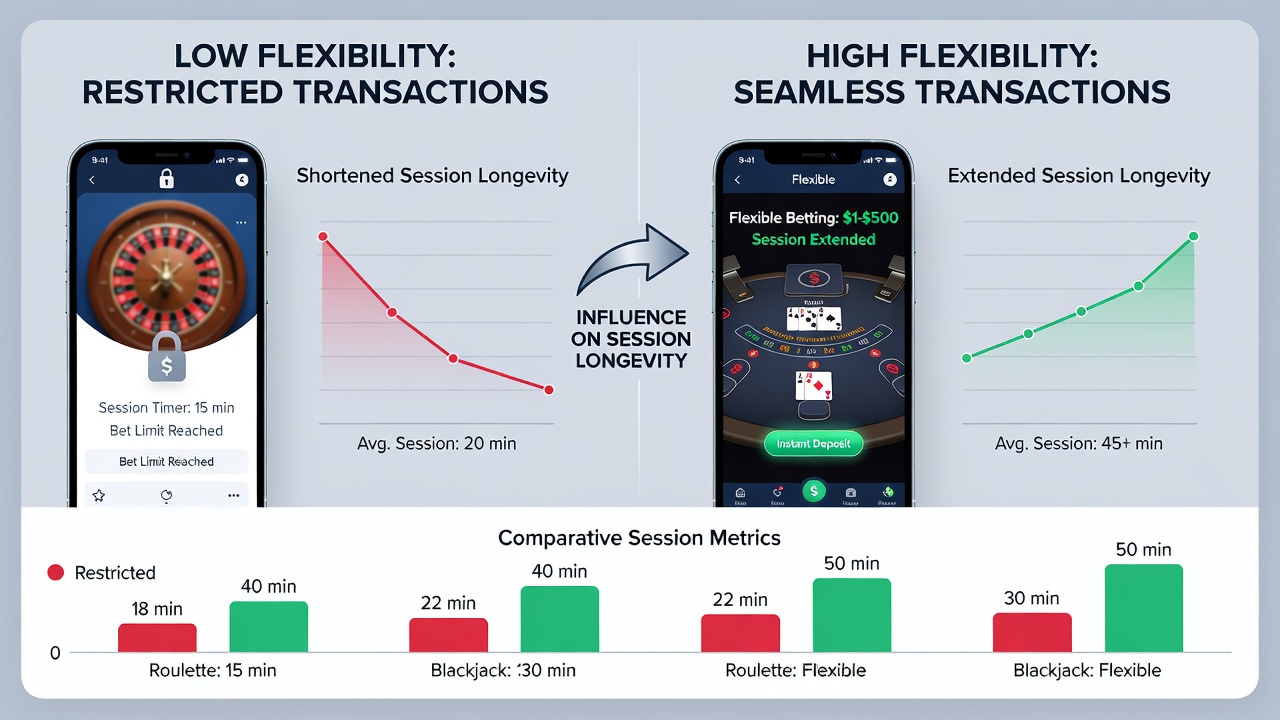 Player engaging with mobile blackjack and roulette sessions powered by flexible transactions
