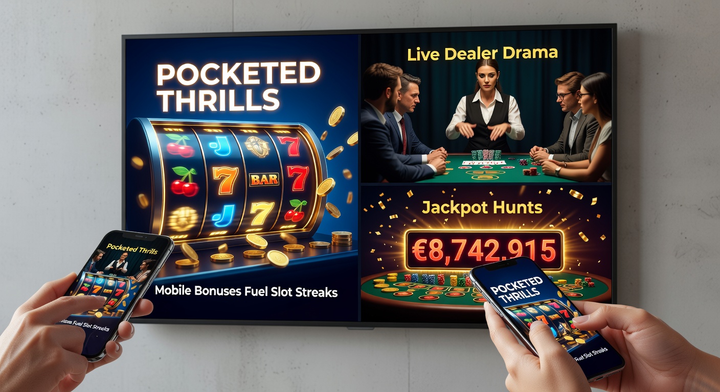 Close-up of a mobile app interface showing live roulette wheel spinning with bonus chips stacked beside slot jackpot meters and dramatic dealer close-ups