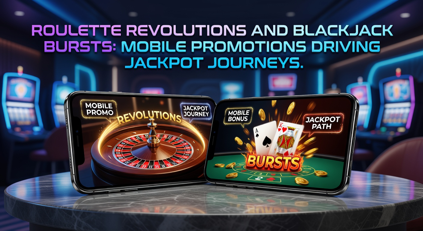 Vibrant mobile screen showing roulette wheel spinning with promotional jackpot overlay and blackjack cards bursting with bonus multipliers