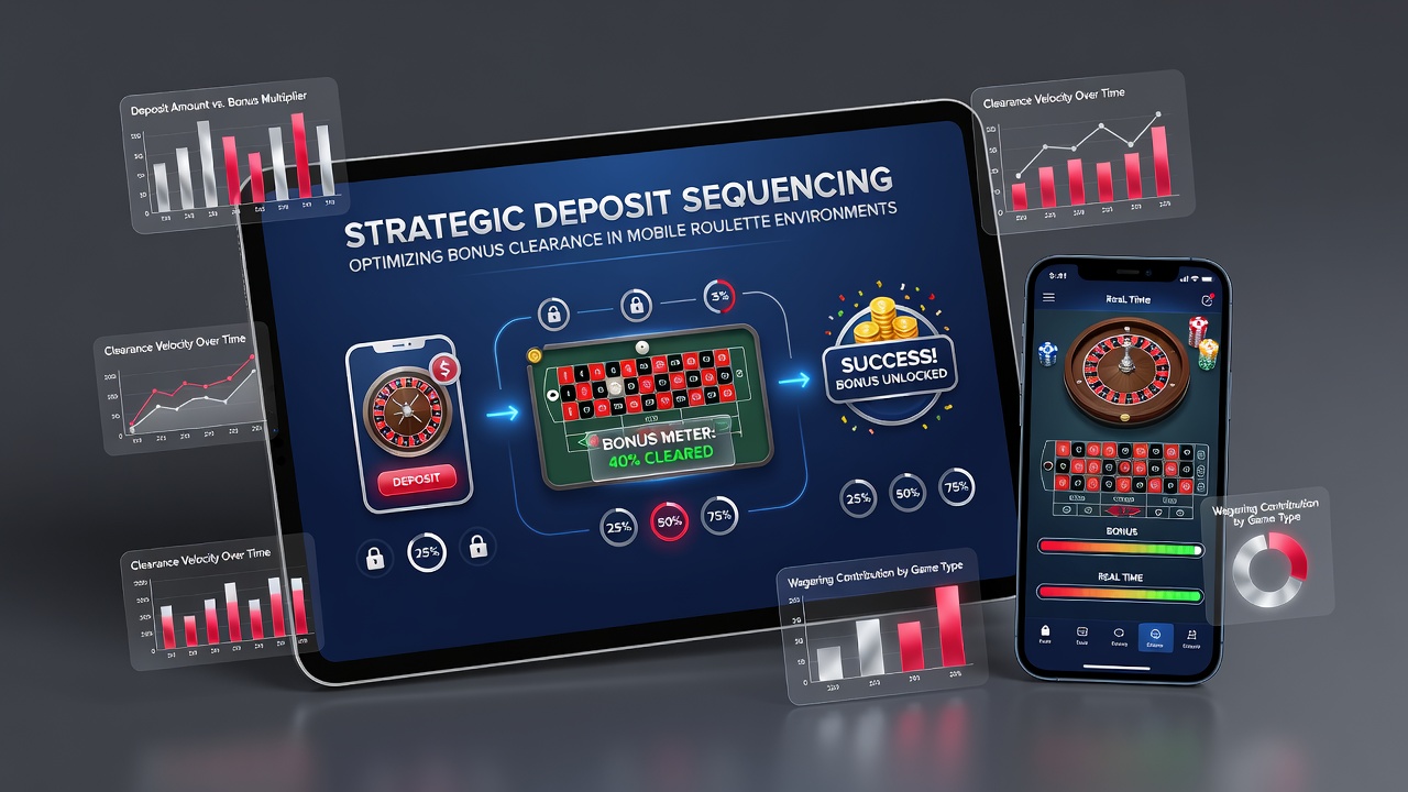 Mobile device displaying sequenced deposit history alongside active roulette bonus progress tracker
